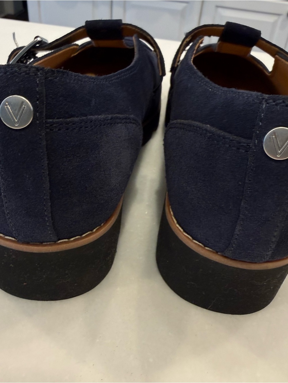 Vionic Carmen Women's US 6.5 W Navy Suede T-Strap Lug Sole Mary Jane Shoes NEW - Picture 7 of 14